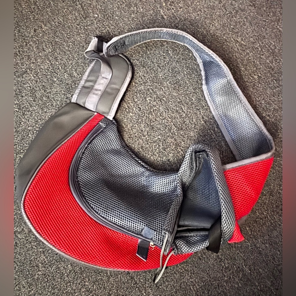 Red and Gray Sling Bag